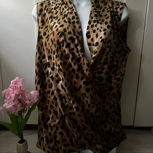 Calvin Klein: Leopard Print Sleeveless Blouse